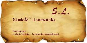 Simkó Leonarda névjegykártya